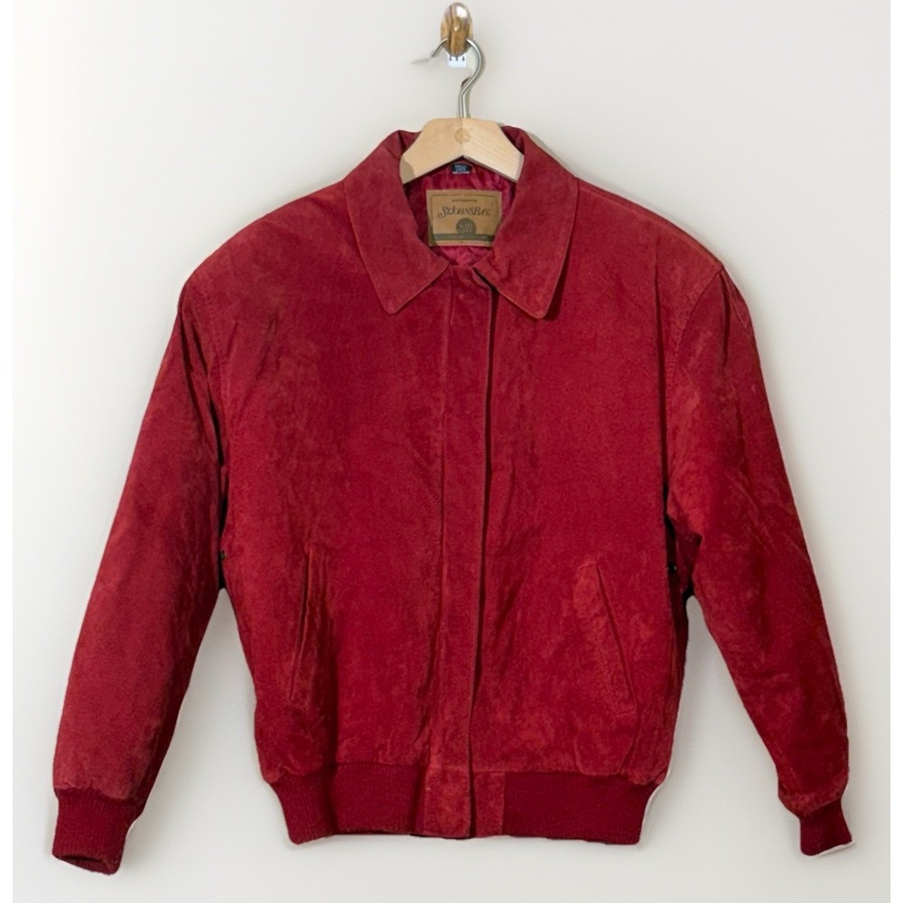 Vintage Ladies St Johns Bay Leather Suede Rust Aviator Jacket SZ Small Biker Zip